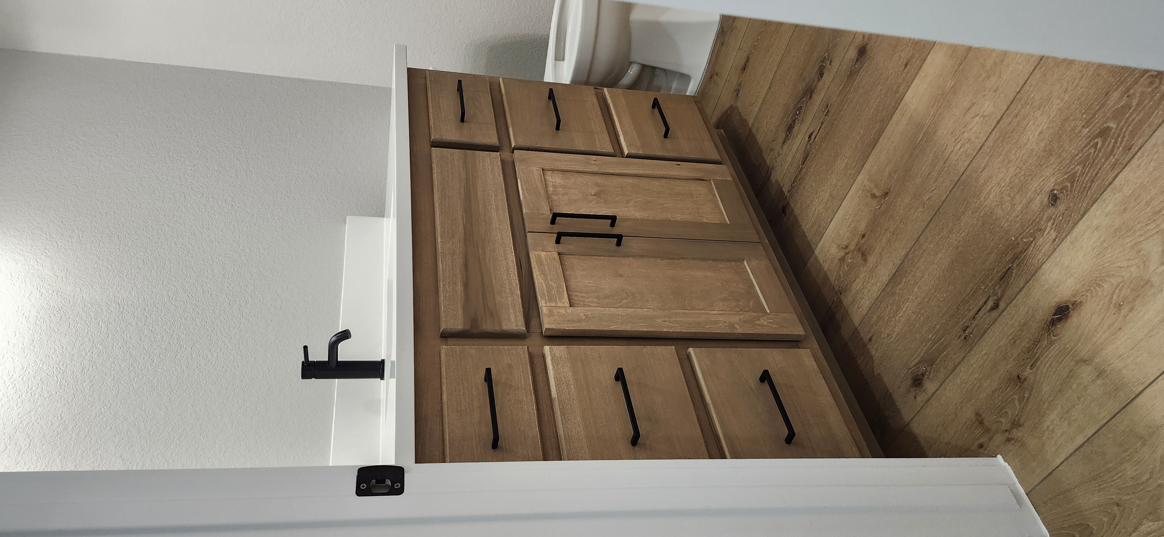 Custom bathroom vanity single sink wood shaker